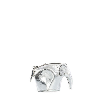 Loewe Elephant Bag Charm/Coin Purse, Gray Metallic
