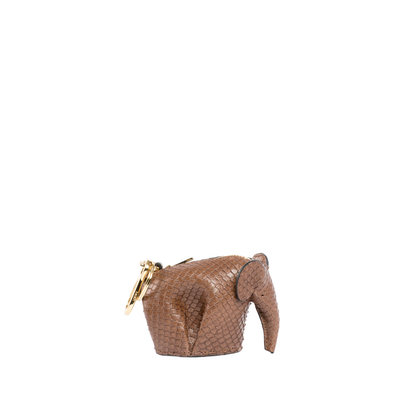 Loewe Snakeskin Elephant Bag Charm/Keychain, Brown