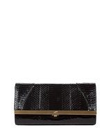 Khirma Katerine Python Clutch Bag, Black