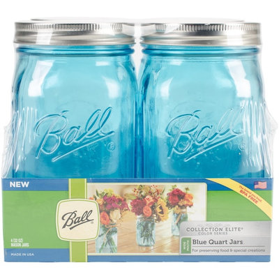 Ball (R) Wide Mouth Canning Jars 4/Pkg-Quart - Elite Color Series Blue