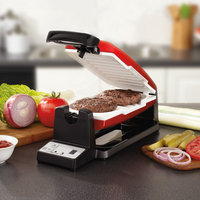 Oster 7-Minute Grill with DuraCeramic Coating and Digital Timer, RedWhite, CKSTCG22R-ECO