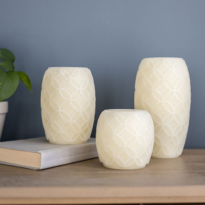 Apothecary Led 3 Piece Embossed Candle Set 3-pc. Flameless Candle