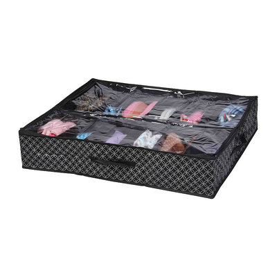 Home Basics 12-Pair Blossom Under-The-Bed Shoe Organizer, Silver