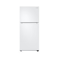 Samsung RT18M6213WW Top Mount Freezer Refrigerator with 18 cu. ft. Capacity 2 Full Size Refrigerator Shelves Crispers Door Storage and Optional Ice Maker in