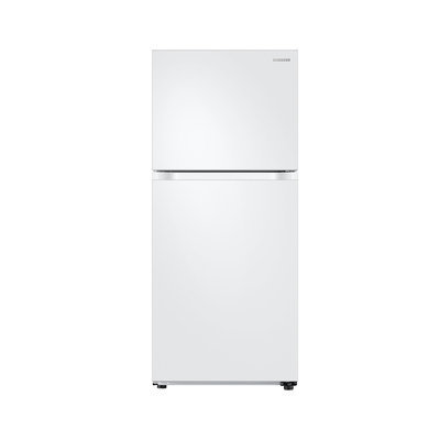Samsung RT21M6213WW Top Mount Freezer Refrigerator with 21 cu. ft. Capacity 2 Full Size Refrigerator Shelves Crispers Door Storage and Optional Ice Maker in