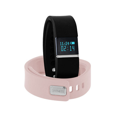 Itouch Ifitness Activity Tracker Silver/Black And Blush Interchangeable Band Unisex Multicolor Strap Watch-Ift2438bk668-Bbk