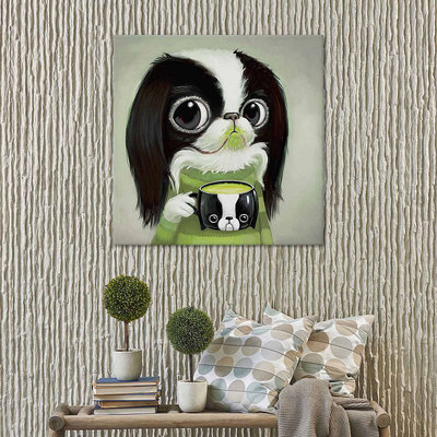 Icanvas Japanese Chins Sips Matcha Latte Canvas Art
