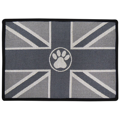 P.B. Paws & Co. 13-Inch x 19-Inch Union Jack Pet Mat in Silver