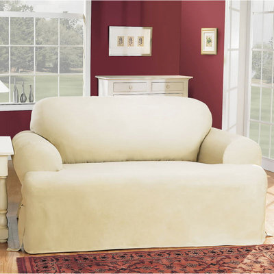 SURE FIT Cotton Duck T-Cushion Loveseat Slipcovers