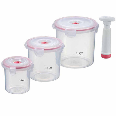 Lasting Freshness Round Shaped Food Vacuum Seal Storage Set 7 Piece