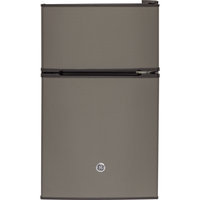 GE GDE03GMKED 19 Inch Top Freezer Compact Refrigerator with 2 Glass Shelves, Storage Drawer, 2 Door Bins, Beverage Can Door Bin, Freezer Door Bin and Mini Ice Cube Tray: Slate