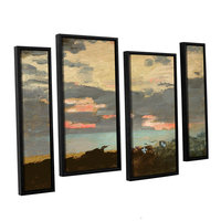 Brushstone Sunset; Saco Bay 4-pc. Floater Framed Staggered Canvas Wall Art