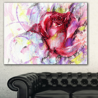 Design Art Designart Red Rose Illustration Floral Art CanvasPrint