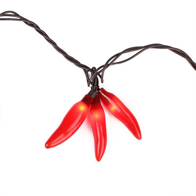 Sienna Set of 36 Red Chili Pepper Cluster Summer Garden Patio Christmas Lights - Brown Wire