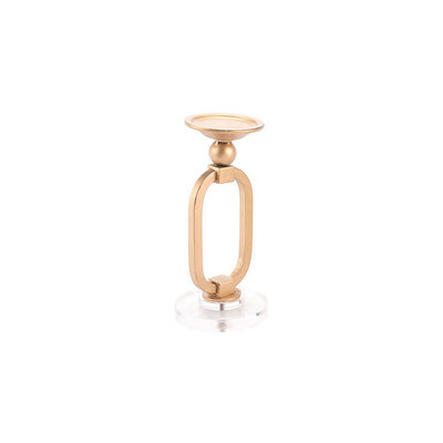Zuo Mod Steel Lucite Candle Holder Small, In Golden