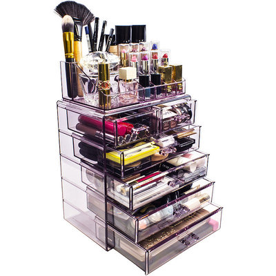 Ggi International Sorbus, Acrylic Cosmetic Makeup and Jewelry Storage Case Display, Spacious Design, 4 Large, 2 Small Drawers, Purple