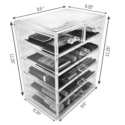 Acrylic Drawer makeup organizer With Removable Drawers 4 large and 2 small drawers