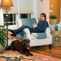 Great Bay Home Kaylee Collection Blue Silver Reversible Quilted Chair Furniture Protector