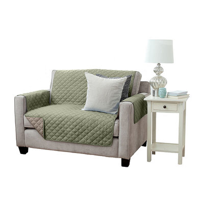 Great Bay Home Kaylee Collection Tea Green Reversible Quilted Furniture Loveseat Protector