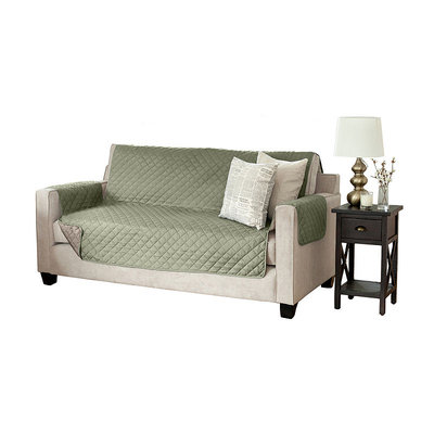 Great Bay Home Kaylee Collection Tea Green Reversible Quilted Furniture Sofa Protector