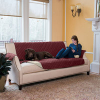 Great Bay Home Kaylee Collection Oxblood Red Reversible Quilted Furniture Sofa Protector