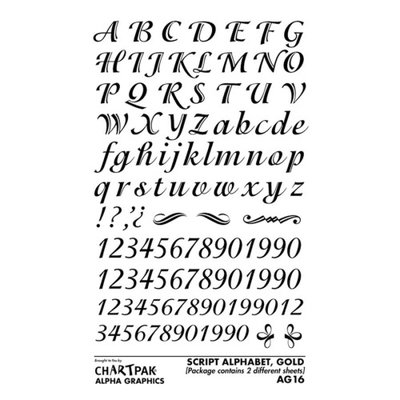 Rub-On Art, Letter Transfers, Script Style, 5/8