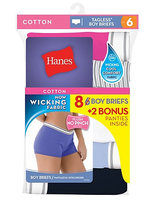 Hanes Cotton Sporty Boyshort Panties, 6+2 Bonus Pack
