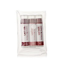 LATHER tinted lip balms trio (CINNABAR SILK, PINK PEONY, PLUSH PLUM) (set)