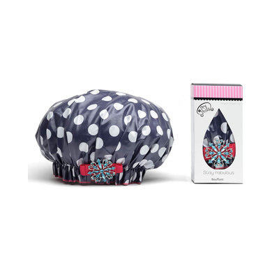 Dry Divas Shower Cap with Vintage Brooch, Lotza Dotza