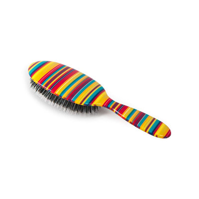 Rock & Ruddle Large Thin Multicolored-Stripes Mixed-Bristle Hairbrush