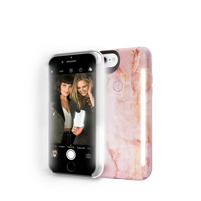 Lumee Limited Edition iPhone 8 Plus Photo-Lighting Duo Case, Pink Quartz