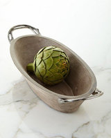 Weathered Wood Handled Oval Serving Bowl