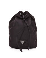 Prada Vela Drawstring Pouch, Black (Nero)
