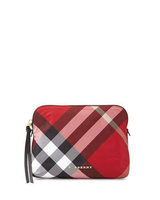 Burberry Large Check Nylon Pouch, Size One Size - Parade Red