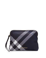 Burberry Large Check Nylon Pouch, Size One Size - Indigo Blue