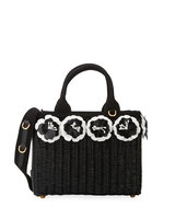 Prada Small Flowers Raffia Basket Bag