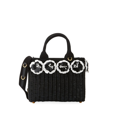 Prada Small Flowers Raffia Basket Bag