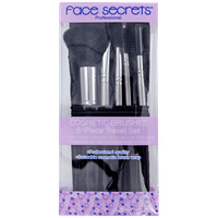 Face Secrets 5-Piece Travel Brush Set with Black Pouch