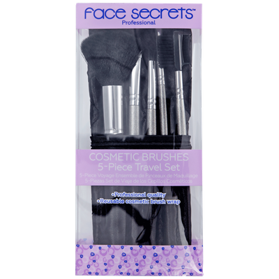 Face Secrets 5-Piece Travel Brush Set with Black Pouch