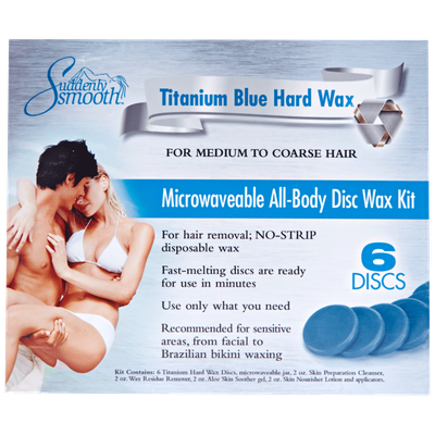 Suddenly Smooth Titanium Blue Hard Wax Microwaveable Disc Wax Kit