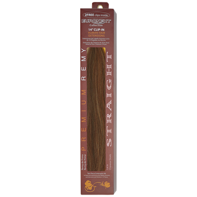 Euronext Premium Remy 14-inch Clip-In Human Hair Extensions Toffee Brown