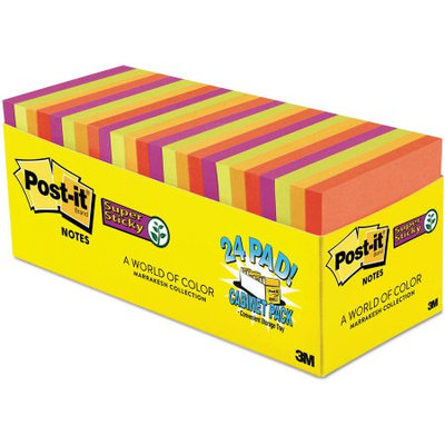Post-it(R) Miami Collection Super Sticky Notes, 3in. x 3in, Assorted Colors, 70 Sheets Per Pad, Pack Of 24 Pads