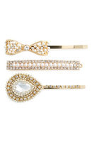 Natasha Couture 3-Pack Embellished Bobby Pins, Size One Size - Metallic
