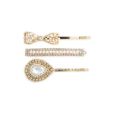Natasha Couture 3-Pack Embellished Bobby Pins, Size One Size - Metallic
