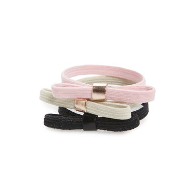 L. Erickson Set Of 3 Bow Ponytail Holders, Size One Size - Pink