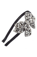 Tasha Crystal Bow Headband, Size One Size - Black
