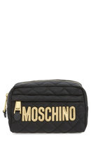 Moschino Quilted Logo Makeup Case, Size One Size - Black/ Gold