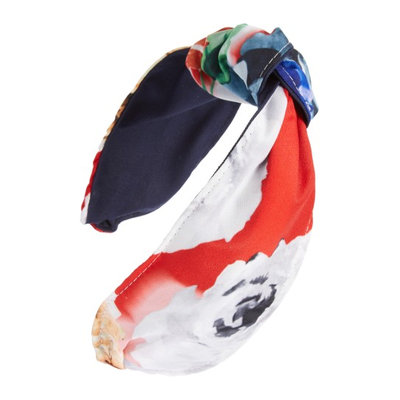 Cara Flower Print Knot Head Wrap, Size One Size - Blue