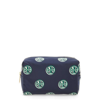 Tory Burch Quinn Printed Brigitte Cosmetics Case, Size One Size - Geo Print Navy