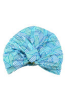 Louvelle Amelie Aqua Strip Turban Shower Cap, Size One Size - Blue/green